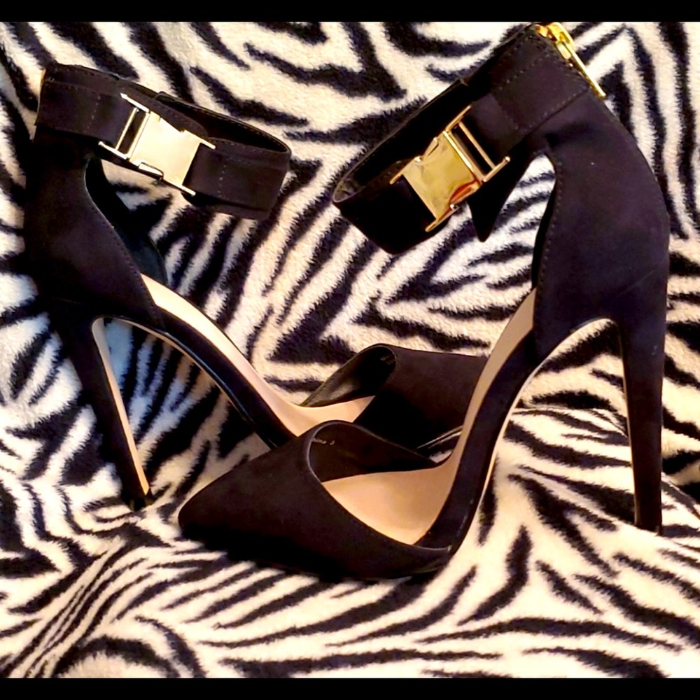 ASOS black suede high heels